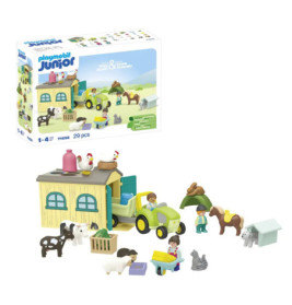 PLAYMOBIL 71656 1.2.3: Bauernhof-Abenteuer mit Traktor, Anhänger und tierischen Freunden