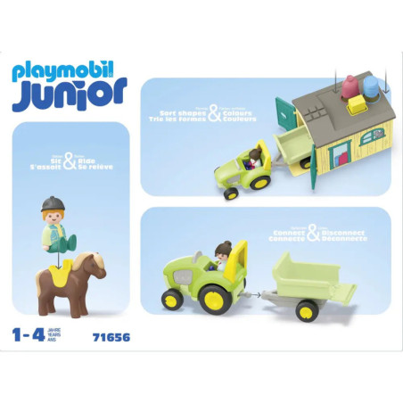 PLAYMOBIL 71656 1.2.3: Bauernhof-Abenteuer mit Traktor, Anhänger und tierischen Freunden