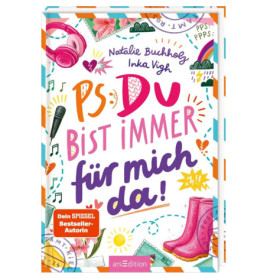 Buntes Buchcover mit Text sowie Zeichnungen von Stiefeln, Mikrofon, Herz, Kamera und Musiknoten.