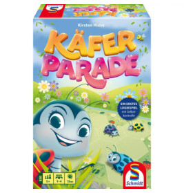 Buntes Brettspiel Käfer Parade von Schmidt Spiele für Kinder ab 5 Jahren, mit Käfern und Blumen illustriert.