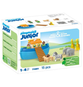 Playmobil Junior Arche Noah Spielset, mit Tieren und Figuren, für Kinder von 1-4 Jahren, 15-teilig.