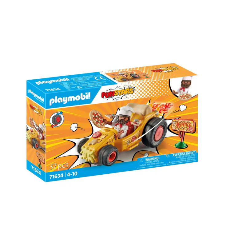Playmobil FunStars Set: Gelber Hotdog-Rennwagen, 37 Teile, geeignet für Kinder von 4 bis 10 Jahren. Playmobil FunStars Set: Gelber Hotdog-Rennwagen, 37 Teile, geeignet für Kinder von 4 bis 10 Jahren.