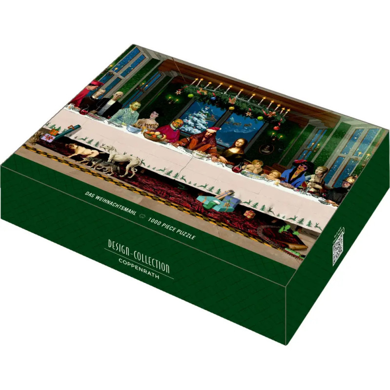 Puzzlebox mit 1000 Teilen und einem weihnachtlichen Motiv von da Vincis Das letzte Abendmahl.