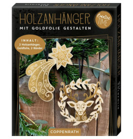 Holz-Anhänger m.Goldfolie - Magic Winter (Creat.Time), sort.