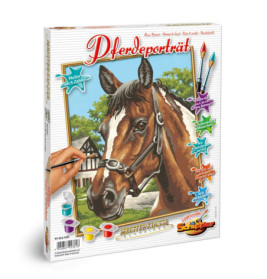 Eine Schachtel mit einem Bild eines Pferdes.