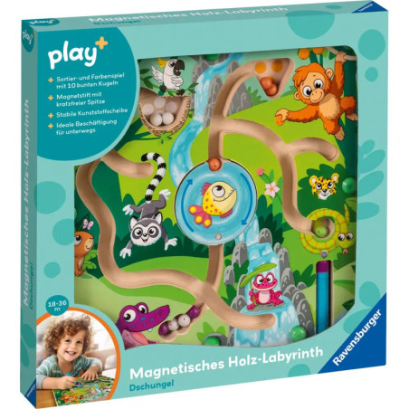 Ravensburger 4873 play+ Magnetisches Holz-Labyrinth: Dschungel