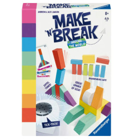 Make n Break Spielbox mit bunten Blockbauwerken wie Eiffelturm und Brandenburger Tor abgebildet.