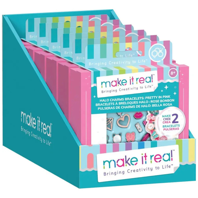 Make It Real Halo Charms Armband-Kits in pinker Verpackung, geeignet für Kinder ab 8 Jahren.