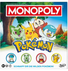 Monopoly Pokémon-Edition: Auf dem Cover sind Sprigatito, Fuecoco, Quaxly und Pikachu abgebildet.