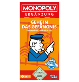 Monopoly Ergänzung: Box mit Cartoon-Polizist und dem deutschen Text Gehe in das Gefängnis.