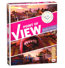 Blickwinkel: Spooky Festival - Spielschachtel mit Jahrmarkt-Szenen und gruseliger Dekoration.