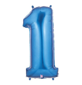 Zahl 1 blau 102 cm mit Helium