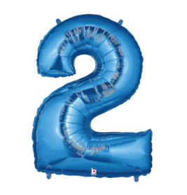 Zahl 2 blau 102 cm  incl. Helium