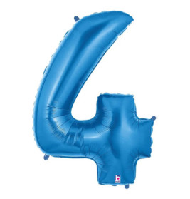 Zahl 4 blau 102 cm /incl. Helium
