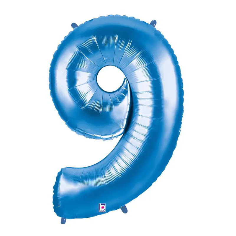 Zahl 9 blau 102 cm / incl. Helium