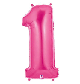 Zahl 1 fuchsia 102 cm / incl. Helium