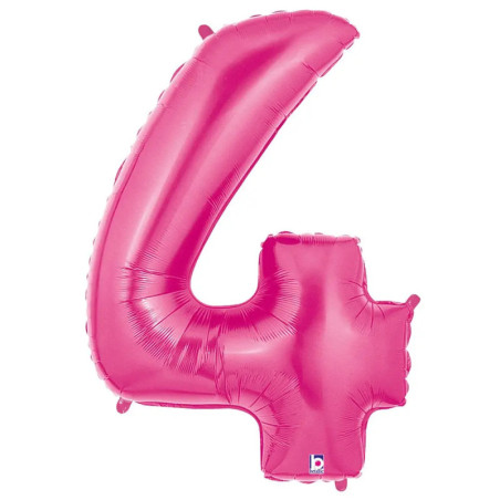 Zahl 4 fuchsia 102 cm / incl. Helium