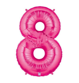 Rosa Folienballon in Form der Zahl 8, freigestellt auf weißem Hintergrund.