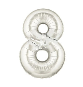 Zahl 8 silber 102 cm, incl. Helium