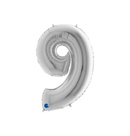 Zahl 9 silber 102 cm, incl. Helium
