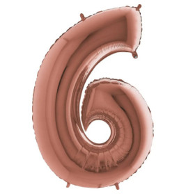 Zahl 6 rose gold 102 cm / incl. Helium