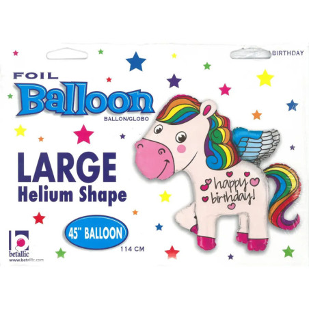 Fol-Ballon Happy Birthday Pony 45'', incl. Helium