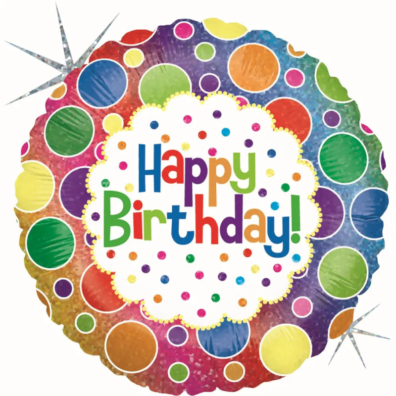 Rainbow Dots Birthday 46 cm / incl. Helium