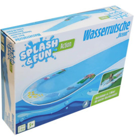 Splash & Fun Wasserrutsche Ocean: Kinder-Wasserrutsche in Blau mit Wasserspritzern auf dem Verpackungsbild.