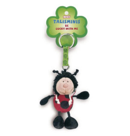 Plüsch-Marienkäfer-Schlüsselanhänger mit grünem Kleeblatt-Anhänger: Talisminis Be Lucky With Me.