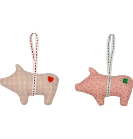 Stoff-Glücksschwein - Viel Glück, sort.