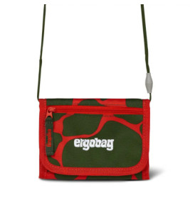 Kleine Schultertasche mit rot-grünem Camouflagemuster und ergobag-Stickerei auf der Vorderseite.
