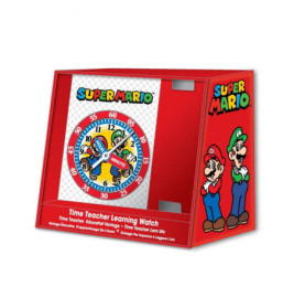 Accutime Kinderuhr Super Mario, Analoge Armbanduhr mit beschrifteten Zeigern zum Lernen der Uhr, Wei