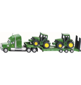 SIKU 1837 Tieflader mit John Deere Traktoren