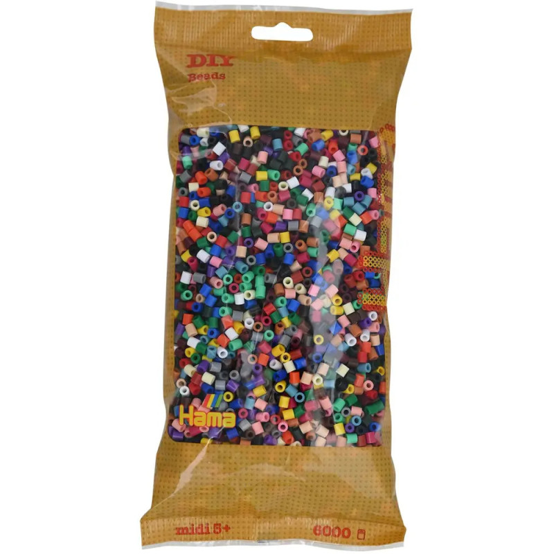 Hama® Bügelperlen Midi - Vollton Mix 6000 Perlen (22 Farben)