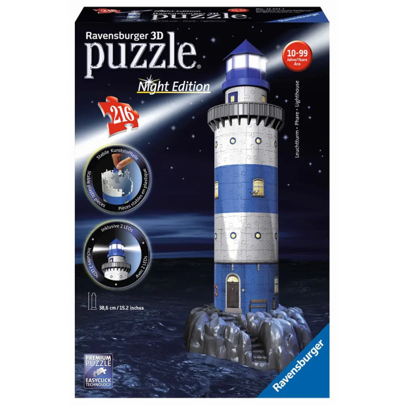 Ravensburger 125777 Puzzle 3D Leuchtturm Night Edition 216 Teile