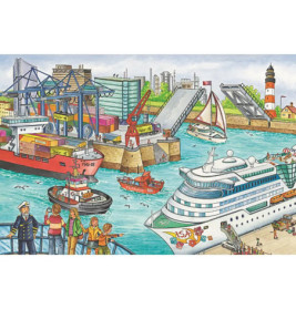 Schmidt Spiele Puzzle-Box Verkehrsmittel im Metallkoffer, 2x26 Teile, 2x48 Teile
