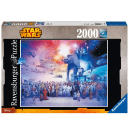 Ravensburger Puzzle mit 2000 Teilen: Star Wars-Motiv zeigt Figuren und Raumschiffe als Collage auf der Box.