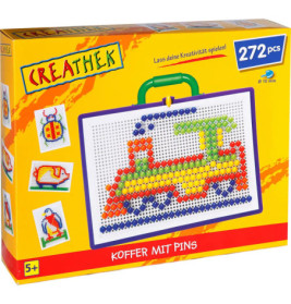 CREATHEK Mosaik-Steckspiel mit Zugmotiv und 272 bunten Pins für Kinder ab 5 Jahren.