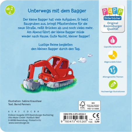 Ravenburger 43526 Was machst du, kleiner Bagger? Pappbilderbuch unter 5 Euro