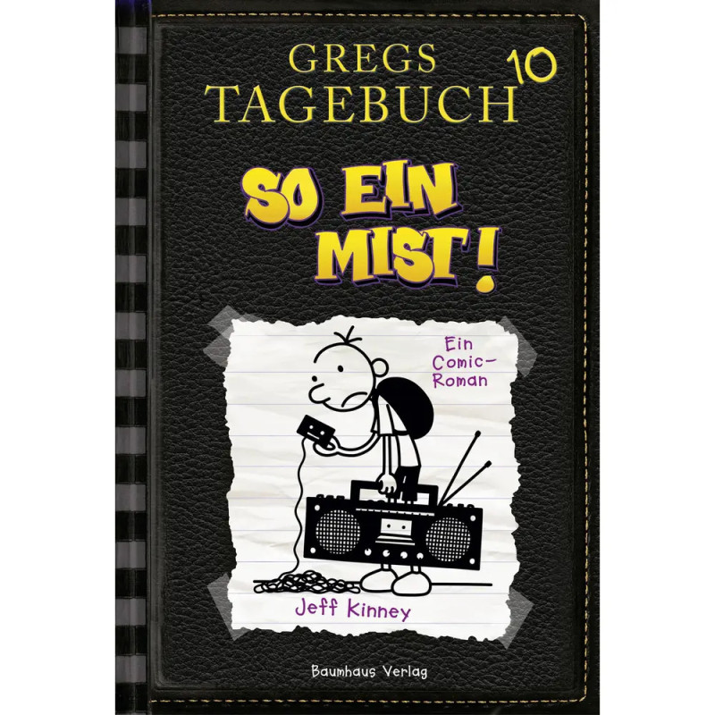 Buchcover von Gregs Tagebuch 10: So ein Mist! mit Cartoon-Junge und Boombox, von Jeff Kinney.