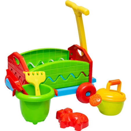 Outdoor active Nachziehwagen mit Eimergarnitur, 6-teilig