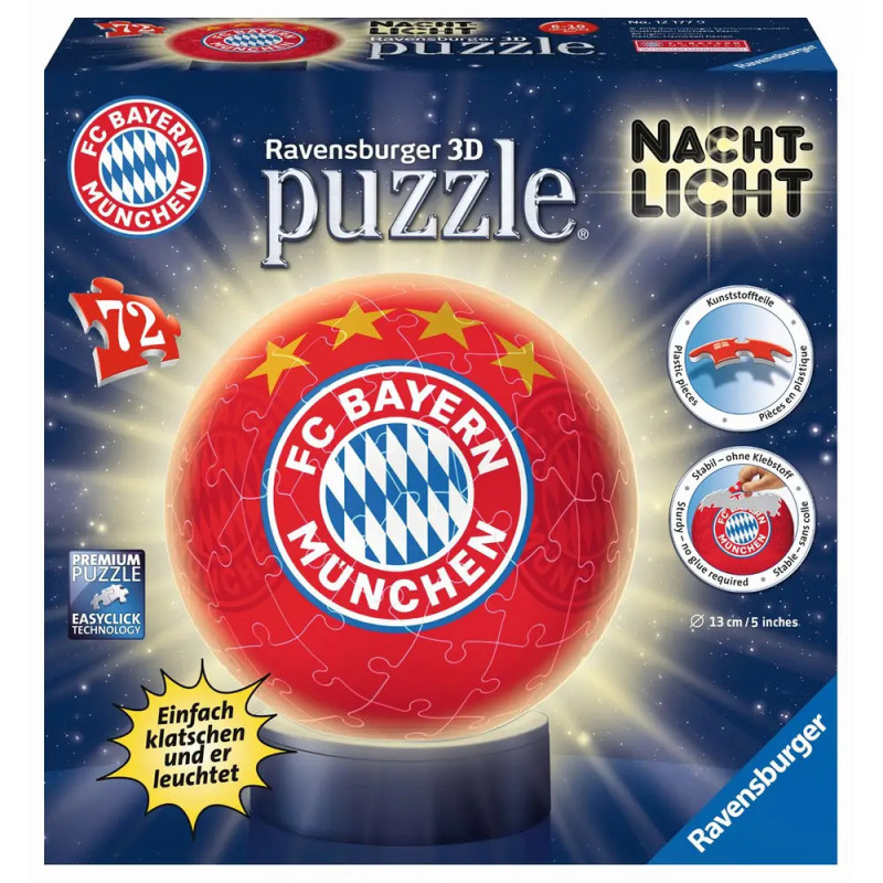 Ravensburger 121779 Puzzleball Nachtlicht FC Bayern München 72 Teile