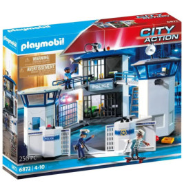 Playmobil City Action Polizeistation, 256 Teile, mit Polizisten-Figuren und Zubehör auf der Verpackung abgebildet.