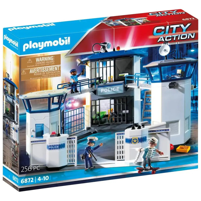 Playmobil City Action Polizeistation, 256 Teile, mit Polizisten-Figuren und Zubehör auf der Verpackung abgebildet. Playmobil City Action Polizeistation, 256 Teile, mit Polizisten-Figuren und Zubehör auf der Verpackung abgebildet.