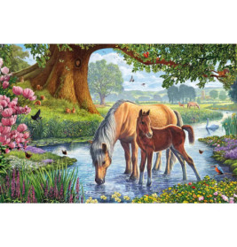 Schmidt Spiele Puzzle Pferde am Bach, 150 Teile