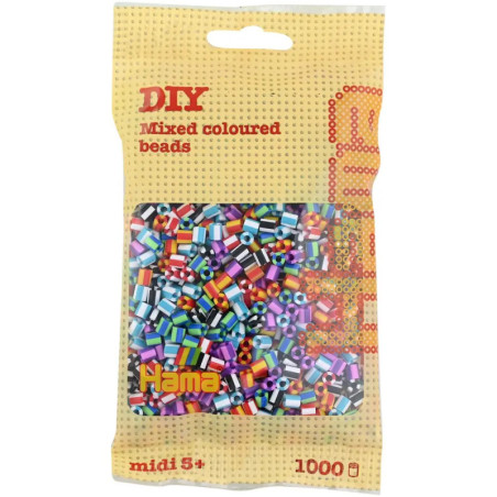 Hama® Bügelperlen Midi - gestreift Mix 1000 Perlen (6 Farben)