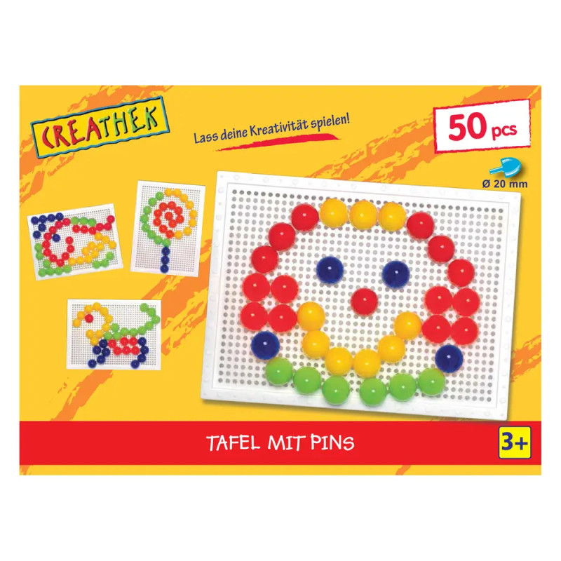 Bunte Stecktafel-Spielbox für Kinder mit runden Pins, zeigt ein Smiley-Gesicht und weitere Muster. Bunte Stecktafel-Spielbox für Kinder mit runden Pins, zeigt ein Smiley-Gesicht und weitere Muster.
