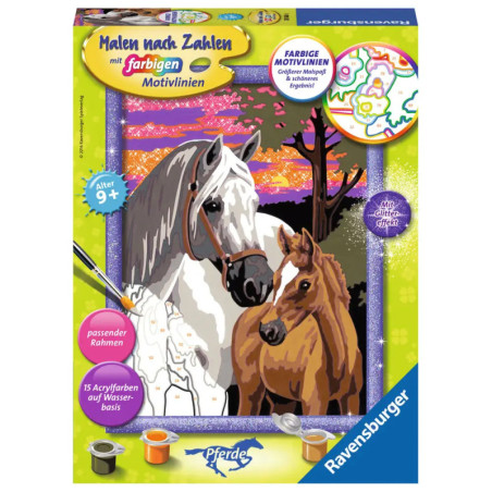Ravenburger 28568 Malen nach Zahlen Pferde im Sonnenuntergang Malen nach Zahlen