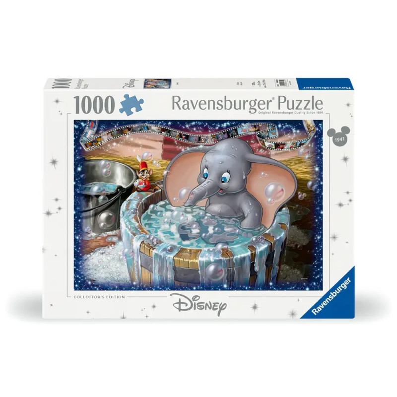 1000-teiliges Ravensburger Puzzle: Disneys Dumbo beim Schaumbad, Sammleredition. 1000-teiliges Ravensburger Puzzle: Disneys Dumbo beim Schaumbad, Sammleredition.