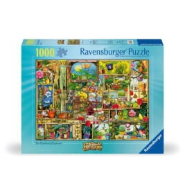 Ravensburger Puzzle, 1000 Teile, mit bunter Gartencollage auf dem Karton.